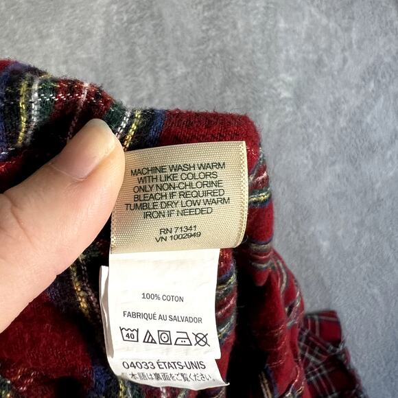 LL Bean Cotton Pajama Set Men's XXL Red Plaid Warm Comy Holiday Festive - Picture 13 of 13